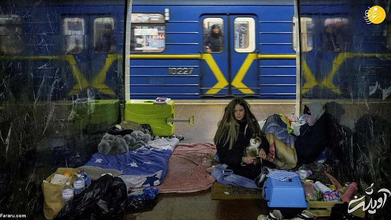 عمیق ترین ایستگاه مترو جهان میزبان پناهجویان کییف/ تصاویر